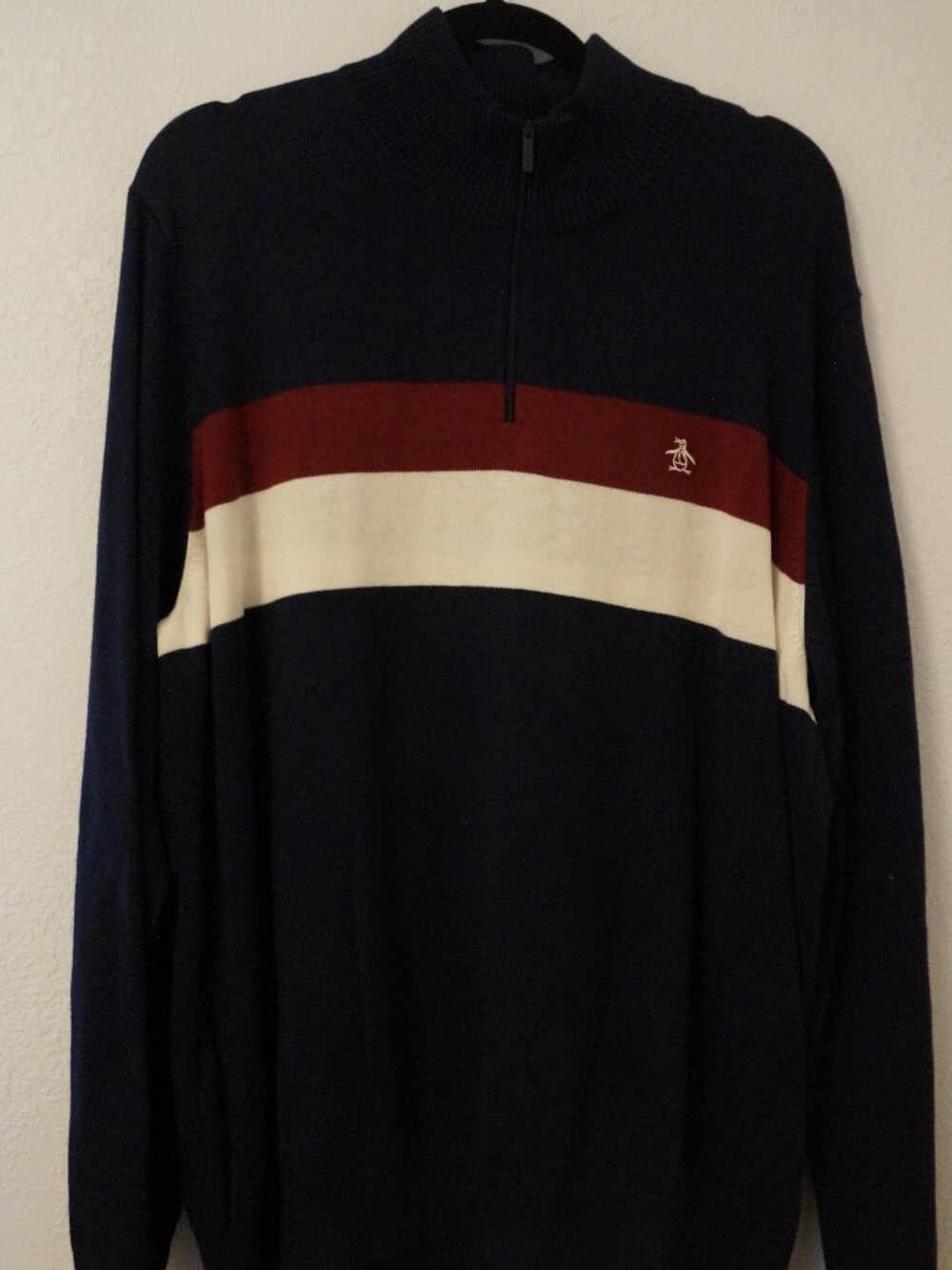 Penguin 1/4 Zip High Neck Colorblock Sweater #030